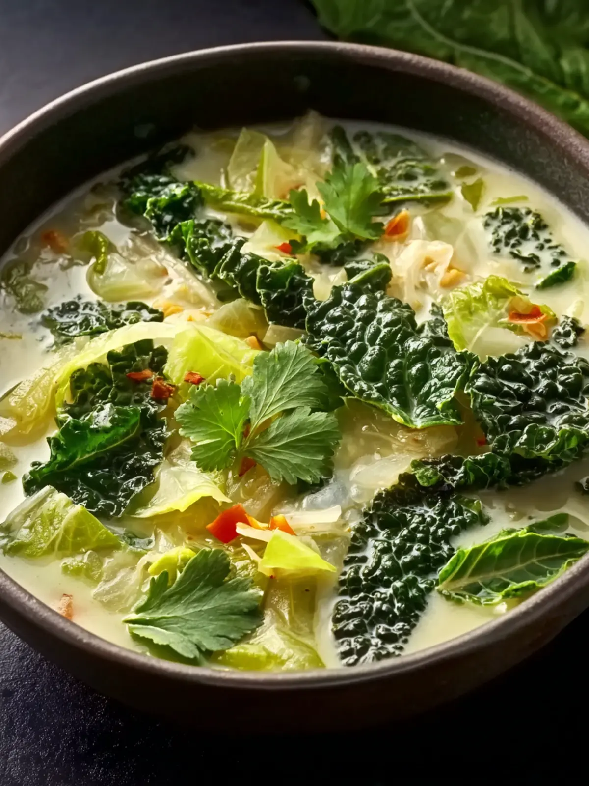 Creamy Cabbage & Winter Greens Soup with Coconut Milk First Image