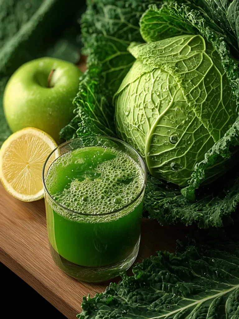 Refreshing Winter Green Juice with Cabbage, Apple & Lemon First Image