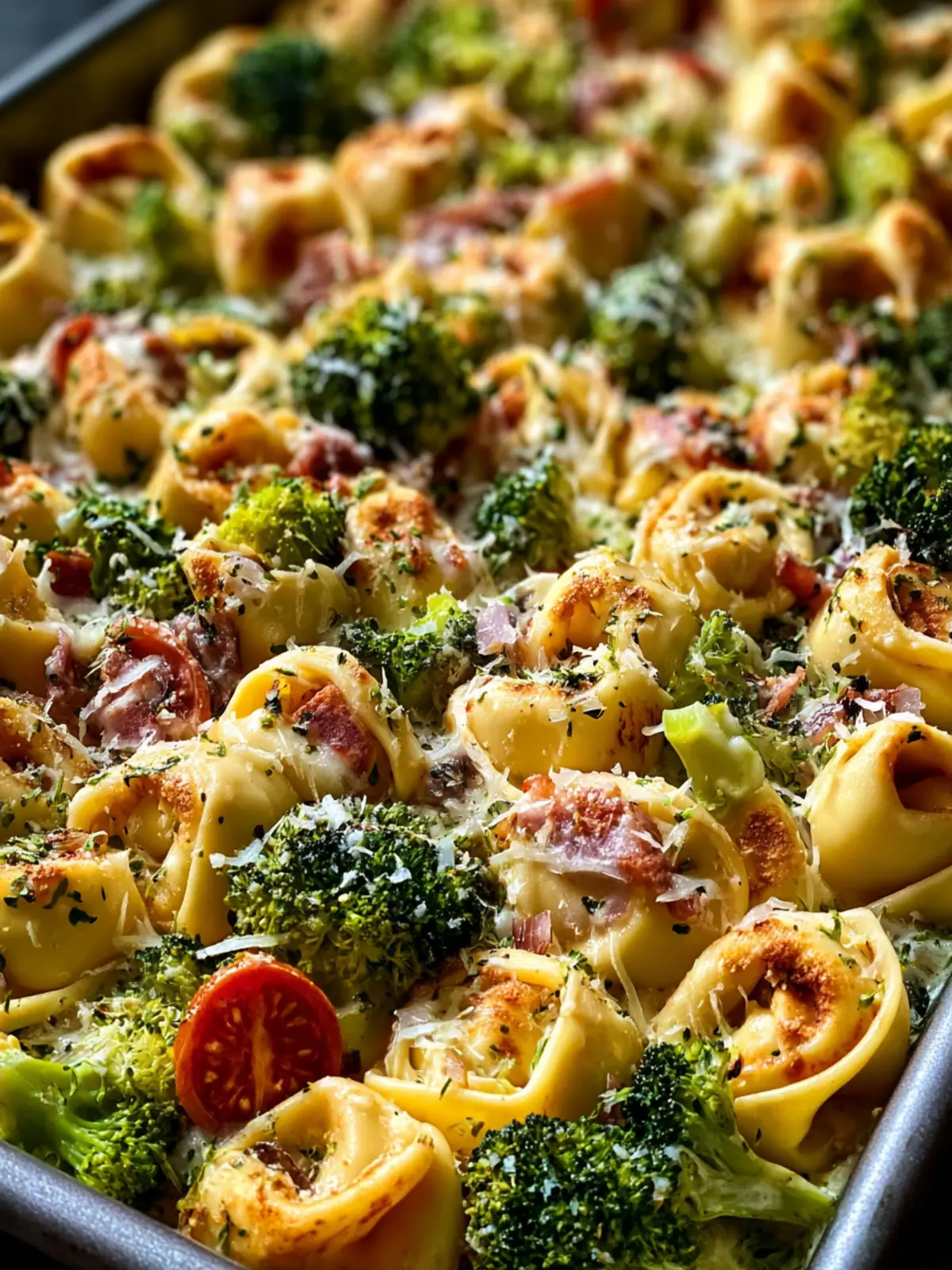Irresistible Sheet Pan Broccoli Tortellini Bake Recipe First Image