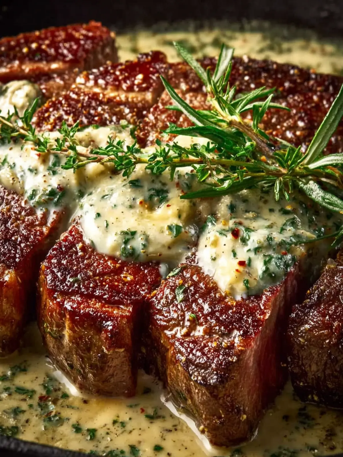 Garlic Butter Steak with Parmesan Cream Sauce First Image
