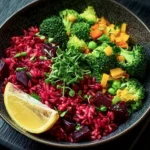 Delicious Beet & Broccoli Rice Bowl with Lemon Dressing First Image
