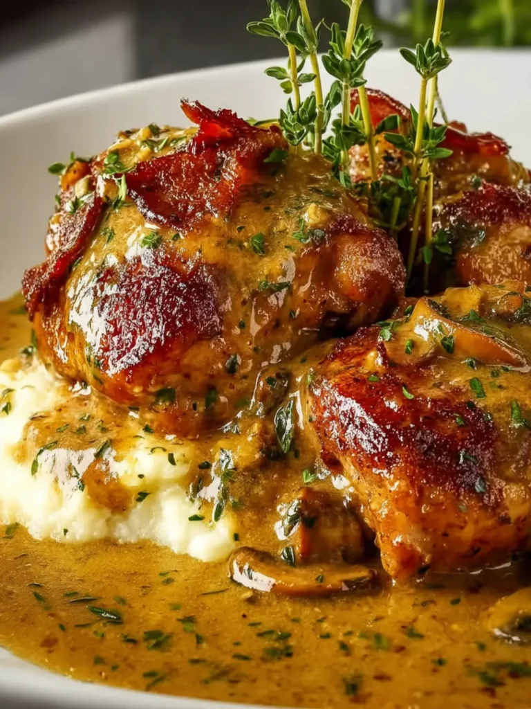 Smothered Chicken Thighs with Rich Onion Gravy First Image