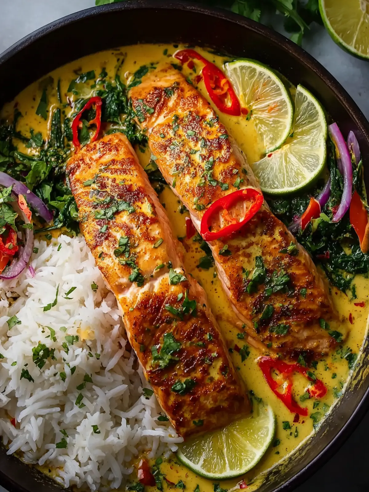 One Pan Coconut Curry Salmon with Garlic Butter First Image