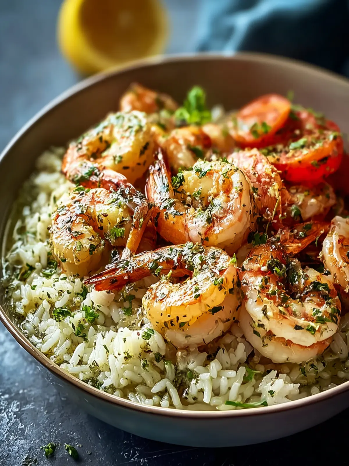 Creamy Herb Rice with Garlic Butter Shrimp Bowl in 30 Minutes First Image