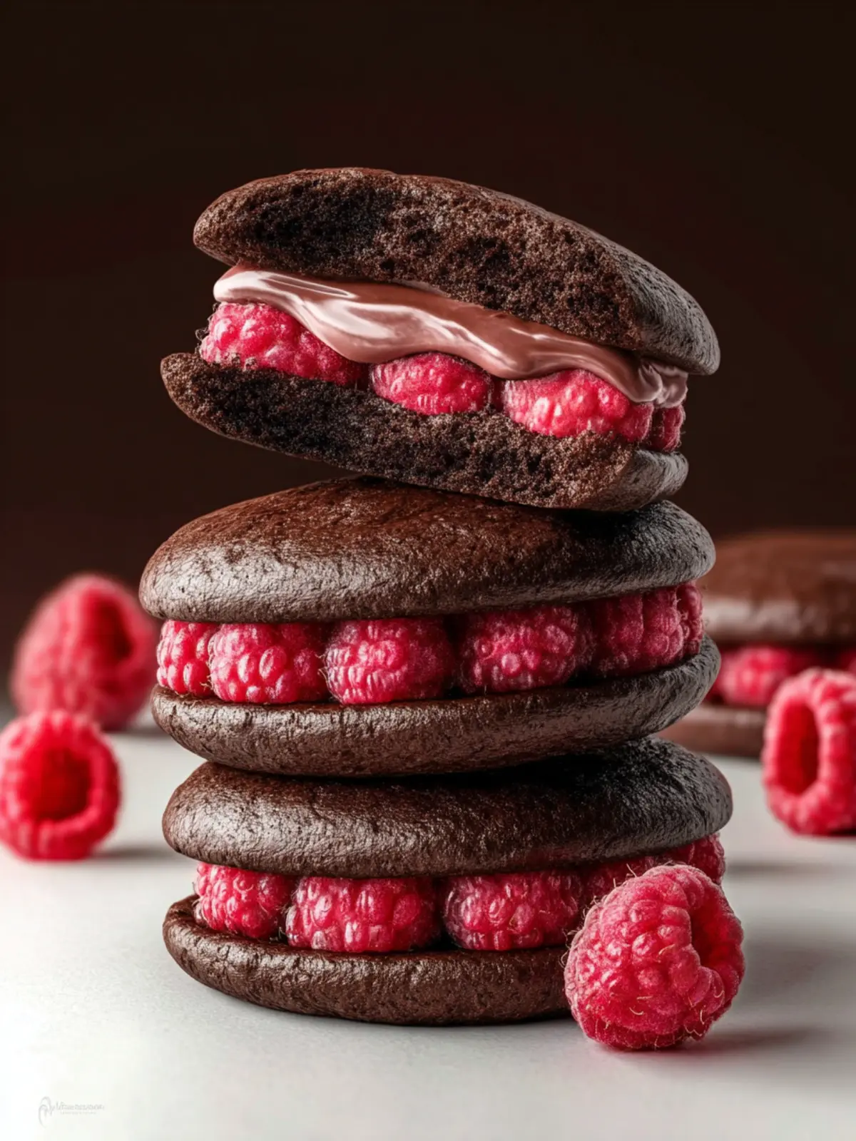 Chocolate Raspberry Sandwich Cookies First Image