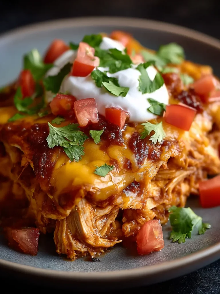 Slow Cooker Chicken Enchilada Casserole First Image