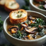 The Ultimate Warming Wild Mushroom Caramelized Onion Kale Soup First Image