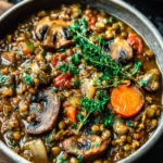 Comforting French Lentil Rice Mushroom Stew Recipe First Image
